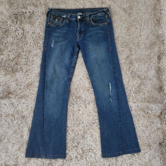 True Religion Bridget Stone & Tint Low Rise Flare Leg Jeans‎ Y2K Size 30 - Picture 1 of 11